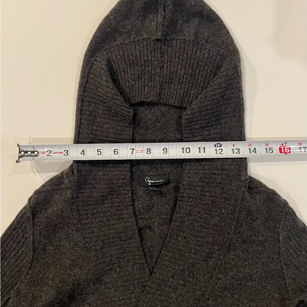 Aqua 100% Cashmere Grey Ribbed Hooded Sweater Medium - Picture 12 of 14